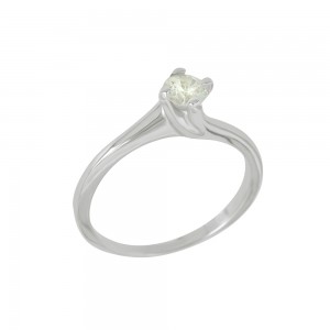 Solitaire ring White gold K14 with semiprecious stone Code 011551