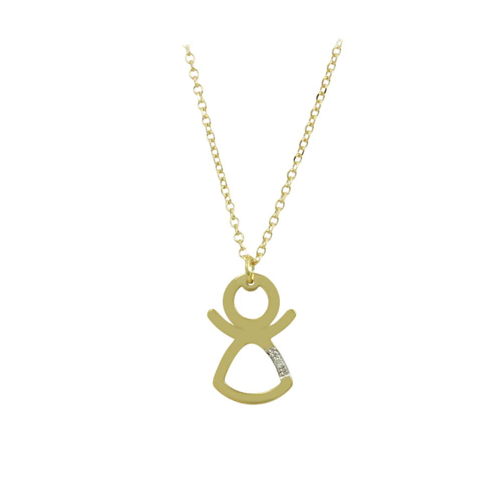Necklace Girl shape Yellow gold K14 with diamond Code 011609