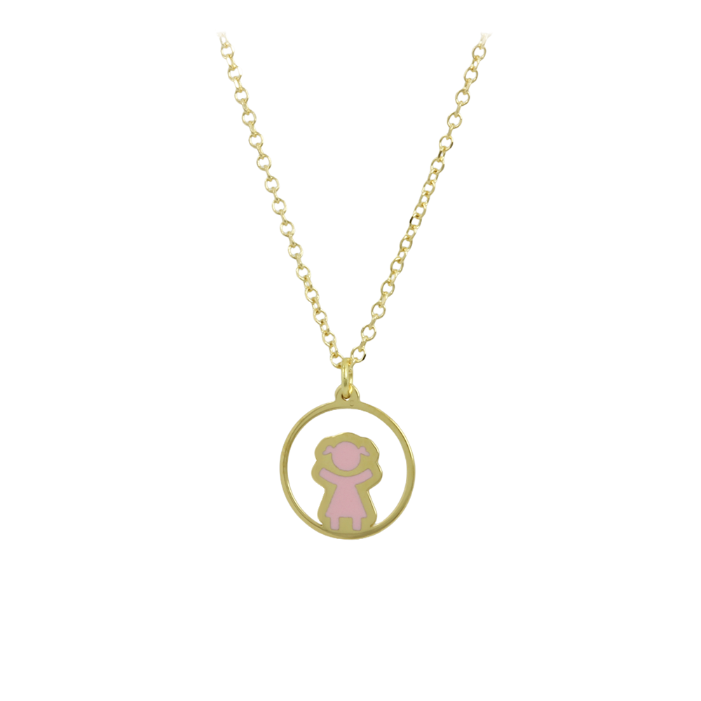 Necklace Girl Yellow gold K14 with ceramic Code 011627