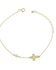 Bracelet Cross Yellow gold K14 with pearl Code 011645