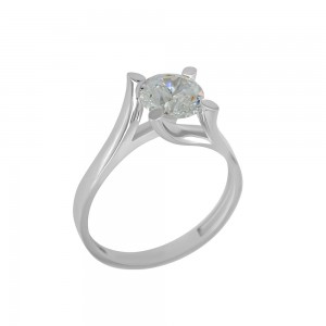 Solitaire ring White gold K14 with semiprecious stone Code 011770