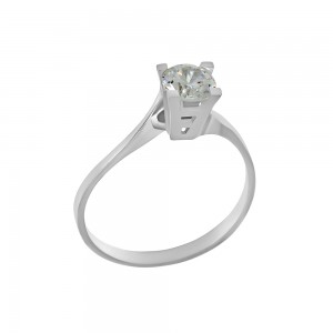 Solitaire ring White gold K14 with semiprecious stone Code 011771