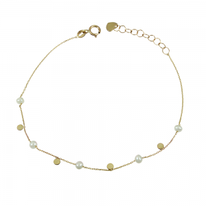 Bracelet Yellow gold K14 with pearls Code 011779