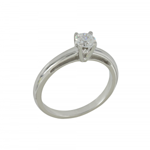 Solitaire ring White gold K14 with semiprecious stone Code 011796