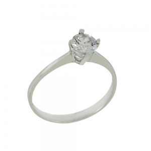 Solitaire ring White gold K14 with semiprecious stone Code 011812