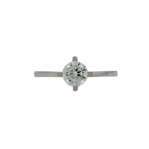 Solitaire ring White gold K14 with semiprecious stone Code 011813