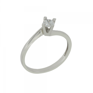 Solitaire ring White gold K14 with semiprecious stone Code 011814