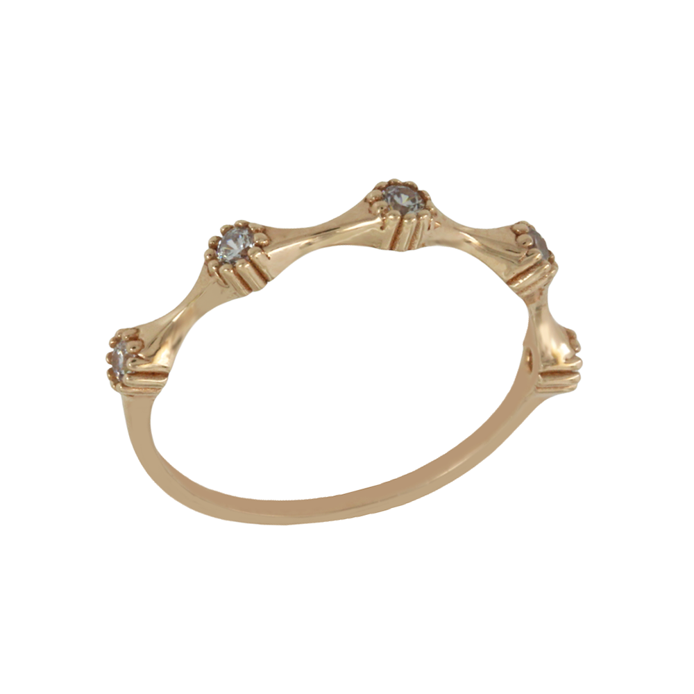 Ring Pink gold K14 with semiprecious crystals Code 011824