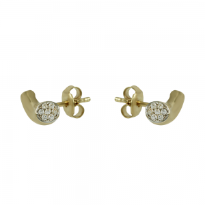 Earrings Yellow gold K14 with semiprecious crystal Code 011891