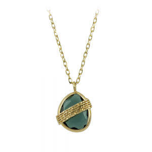 Necklace Yellow gold K14 with semiprecious stone Code 011897