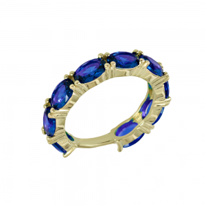 Ring Yellow gold K14 with semiprecious crystals Code 011959