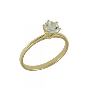 Solitaire ring White gold K14 with semiprecious stone Code 011962