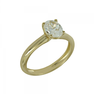 Solitaire ring White gold K14 with semiprecious stone Code 011963
