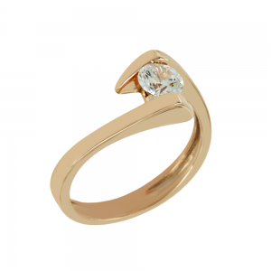 Solitaire ring Pink gold K14 with semiprecious stone Code 011966