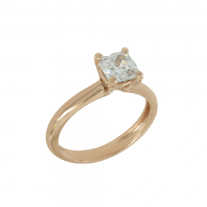 Solitaire ring Pink gold K14 with semiprecious stone Code 011968