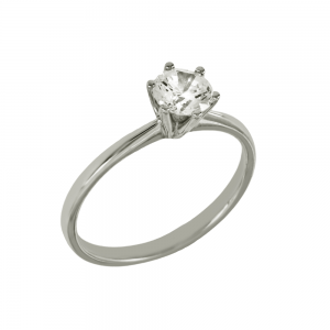 Solitaire ring White gold K14 with semiprecious stone Code 011974