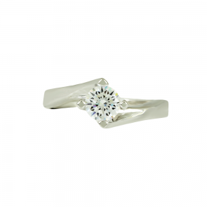 Solitaire ring White gold K14 with semiprecious stone Code 011975
