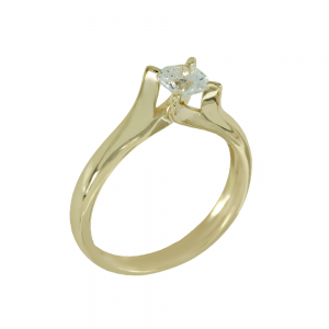 Solitaire ring yellow gold K14 with semiprecious stone Code 011986