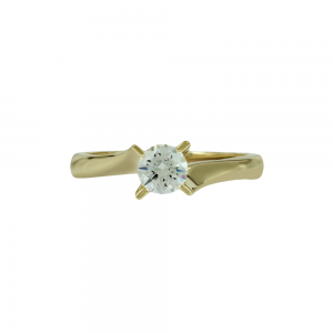 Solitaire ring yellow gold K14 with semiprecious stone Code 011986