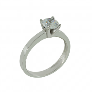 Solitaire ring White gold K14 with semiprecious stone Code 011987
