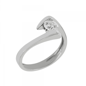Solitaire ring White gold K14 with semiprecious stone Code 011989