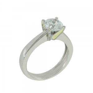 Solitaire ring White gold K14 with semiprecious stone Code 011992