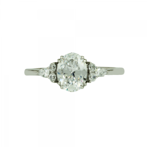 Solitaire ring White gold K14 with semiprecious stones Code 011995