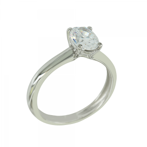 Solitaire ring White gold K14 with semiprecious stones Code 012026