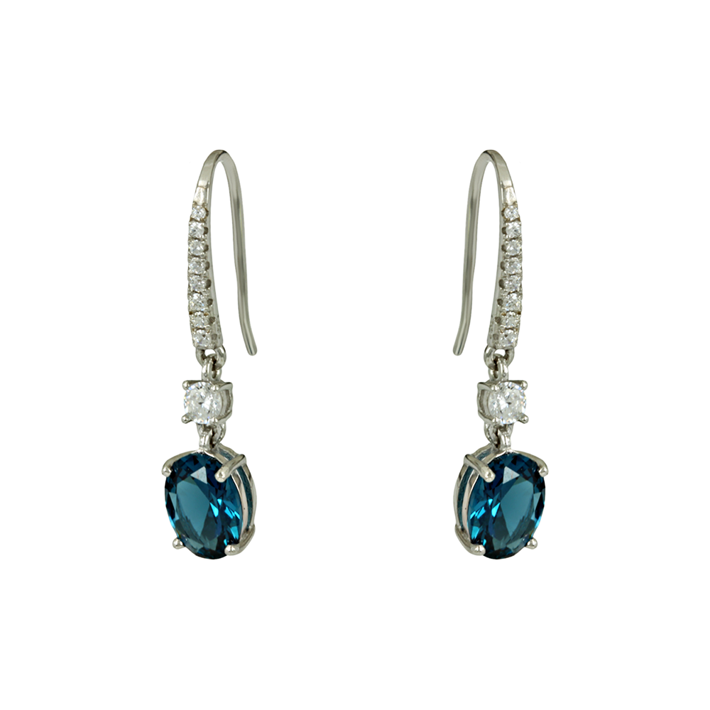 Earrings White gold K14 with semiprecious stones Code 012030