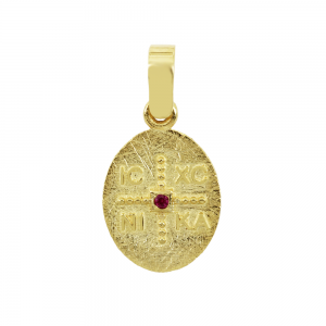 Christian pendant Yellow gold K14 with semiprecious crystal Code 012070