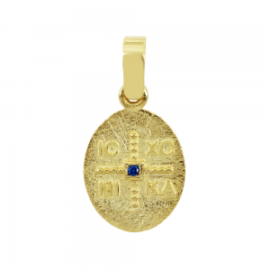 Christian pendant Yellow gold K14 with semiprecious crystal Code 012072