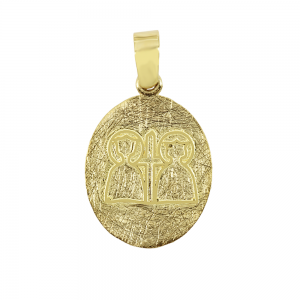 Christian pendant Yellow gold K14 with semiprecious crystal Code 012072