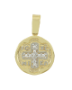 Christian pendant Yellow gold K14 with semiprecious crystals Code 012074
