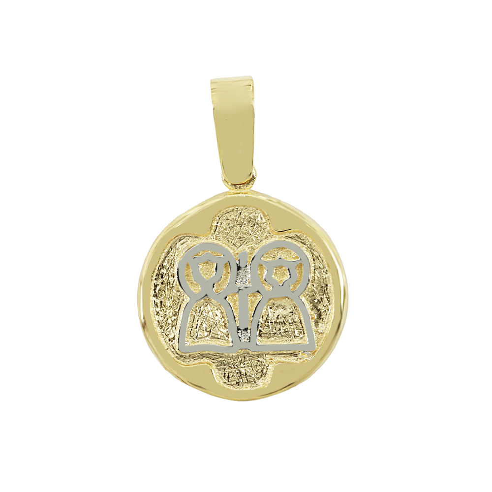 Christian pendant Yellow gold K14 with semiprecious crystals Code 012074