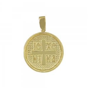 Christian pendant Yellow gold K14 with semiprecious crystals Code 012077