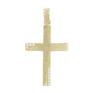 Women’s cross Yellow gold K14 with semiprecious crystals Code 012182