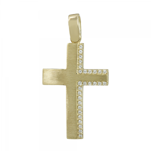 Women’s cross Yellow gold K14 with semiprecious crystals Code 012187