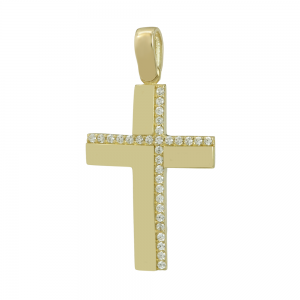 Women’s cross Yellow gold K14 with semiprecious crystals Code 012188