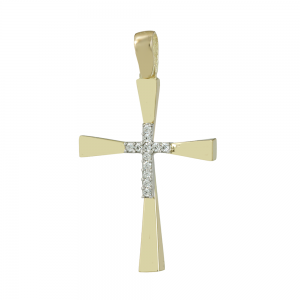 Women’s cross Yellow gold K14 with semiprecious crystals Code 012191