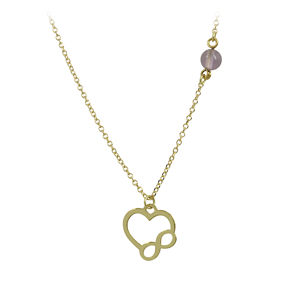 Necklace Heart Infinity Yellow gold K14 with Amethyst Code 012206
