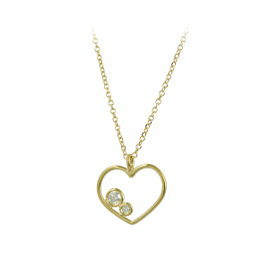 Necklace Heart Yellow gold K14 with diamonds Code 012207