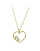 Necklace Heart Yellow gold K14 with diamonds Code 012207