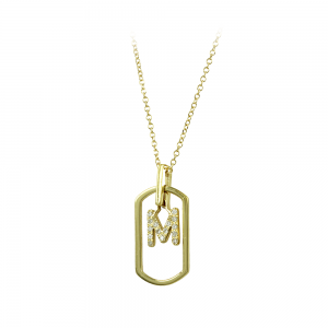 Necklace Monogram Yellow gold K14 with diamonds Code 012212