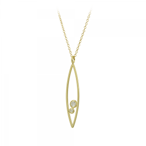 Necklace Leaf Yellow gold K14 with diamonds Code 012214