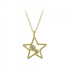 Necklace Star Yellow gold K14 with diamonds Code 012215