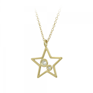 Necklace Star Yellow gold K14 with diamonds Code 012215