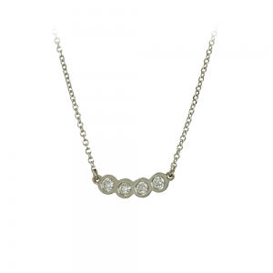 Necklace Bar White gold K14 with black diamonds Code 012219
