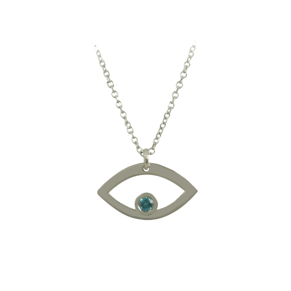 Necklace Eye White gold K14 with diamonds Code 012220