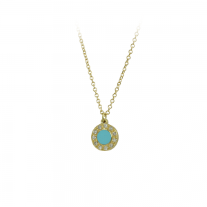 Necklace Yellow gold K14 with diamonds and ceramic Code 012224