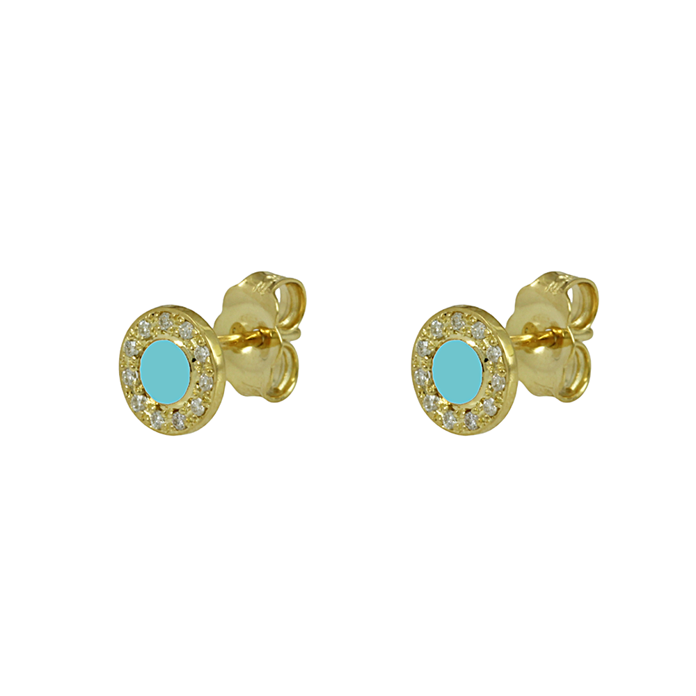 Earrings Yellow gold K14 with diamonds and ceramic Code 012227